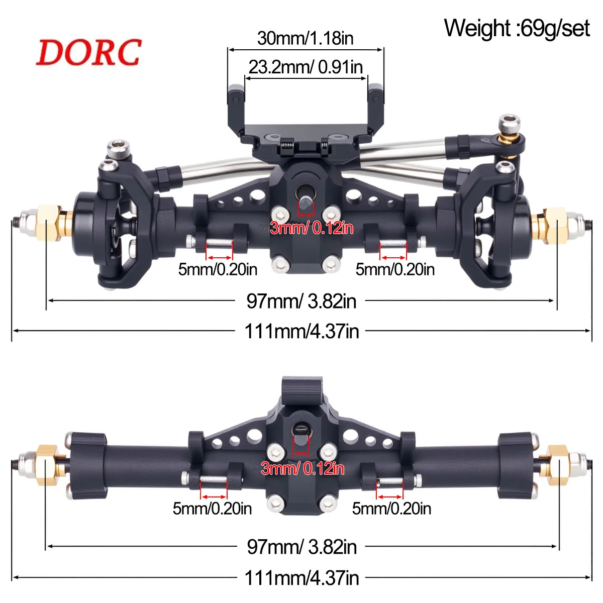 Rc Hobby Crawler - 1 conjunto de eixos de plástico