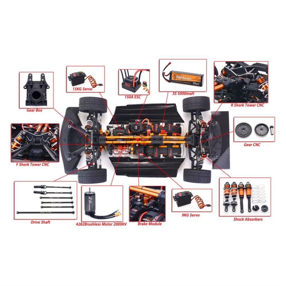 1/7 zd racing ex07 rc carro es - Rc Hobby Grade Car avaliação e preço